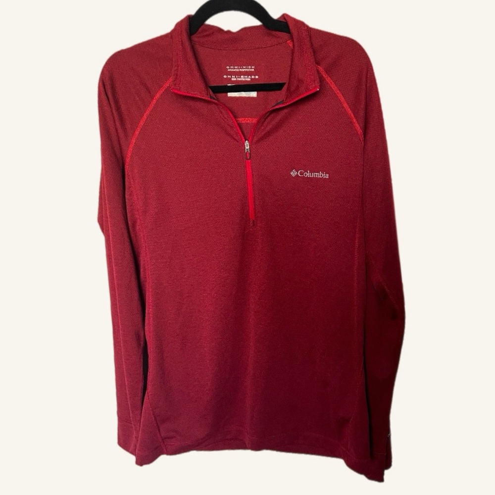Columbia Red Quarter-Zip Pullover Omni-Shade size Medium‎